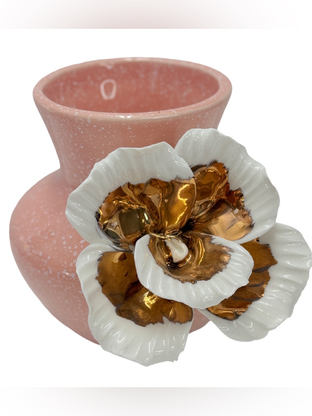 Anthropologie Gilded Bloom Pink Orchid Floral Vase - Picture 4 of 7